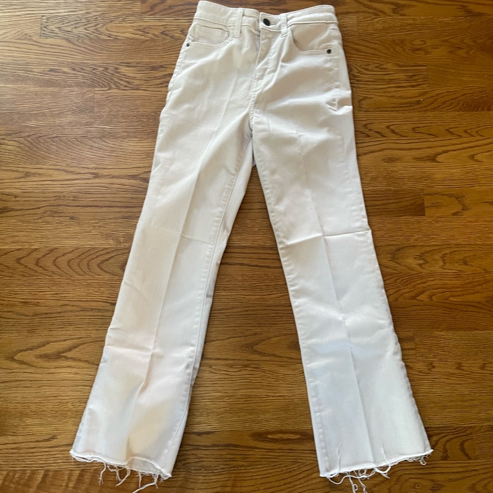 Excellent used Francesca’s Harper Heritage high rise kick crop off white jeans